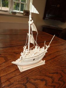 Chinese ivory junk. Valued at £15,000 in auction after probate.